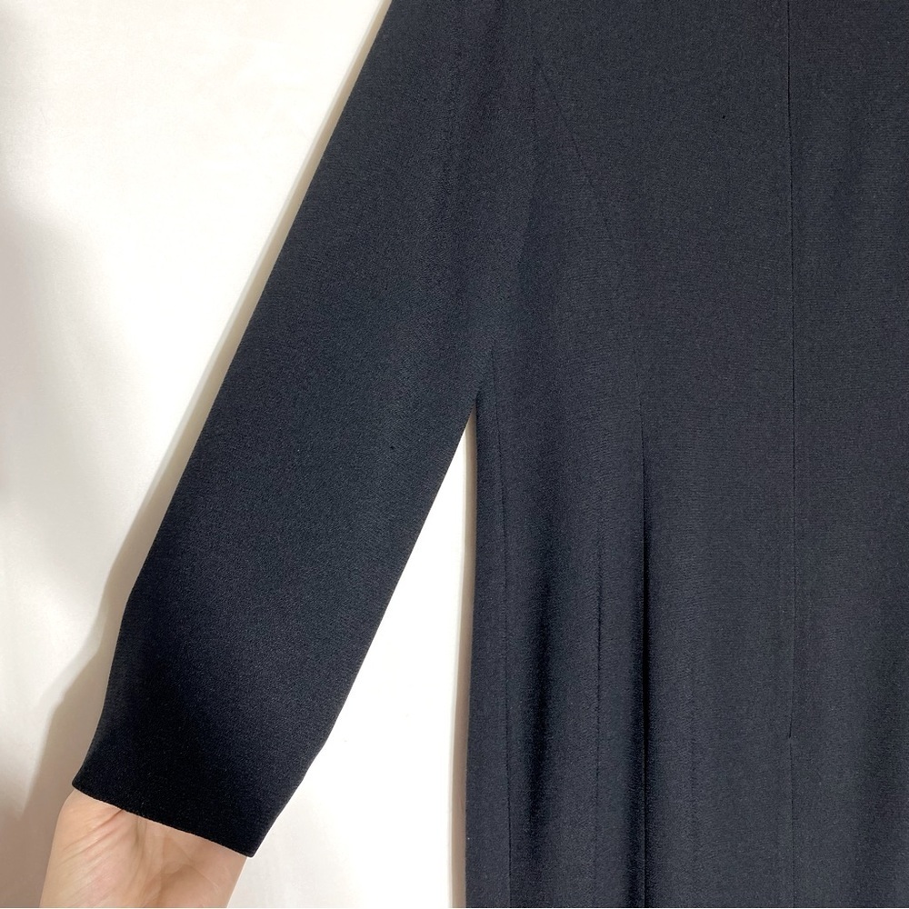 Vintage Simon Chang Black Long Sleeve Midi Dress With Slit And beaded Trim 8 - Picture 8 of 16
